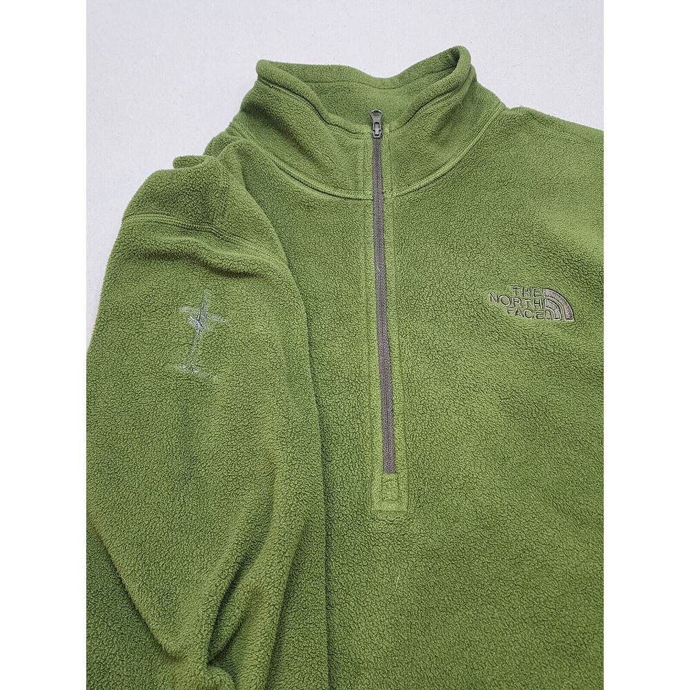 The North Face Jacket Mens Green Quarter Zip Pullover Fleece Outdoor Sz L - Picture 5 of 7